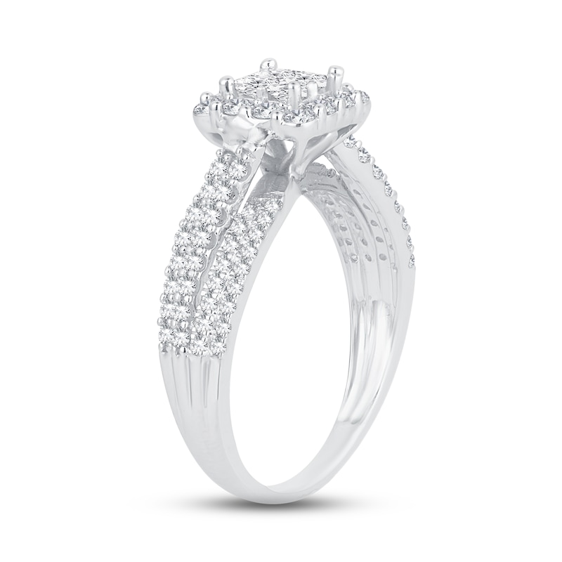 Multi-Diamond Engagement Ring 1 ct tw Princess & Round 14K White Gold