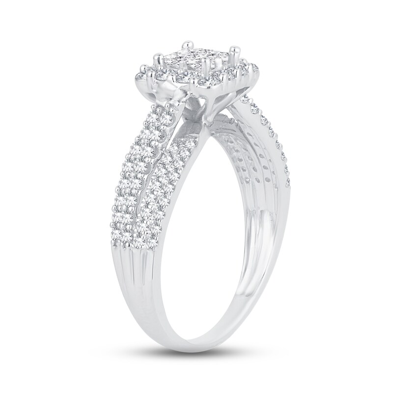 Main Image 3 of Now + Forever Multi-Diamond Engagement Ring 1 ct tw Princess & Round 14K White Gold