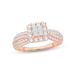 Now + Forever Diamond Engagement Ring 1 ct tw Princess & Round-Cut 14K Rose Gold