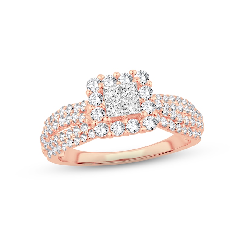 Main Image 1 of Now + Forever Diamond Engagement Ring 1 ct tw Princess & Round-Cut 14K Rose Gold