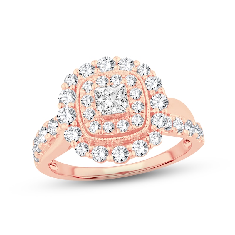 Main Image 1 of Now + Forever Diamond Engagement Ring 1-1/3 ct tw Princess & Round-cut 14K Rose Gold