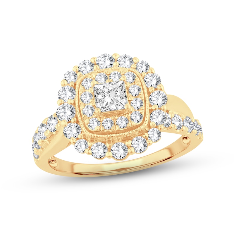 Diamond Engagement Ring 1-1/3 ct tw Princess & Round-cut 14K Yellow ...