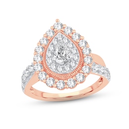 Now + Forever Diamond Engagement Ring 1-1/2 ct tw Pear & Round-cut 14K Rose Gold
