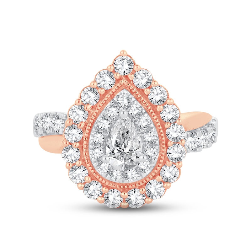 Main Image 3 of Now + Forever Diamond Engagement Ring 1-1/2 ct tw Pear & Round-cut 14K Rose Gold