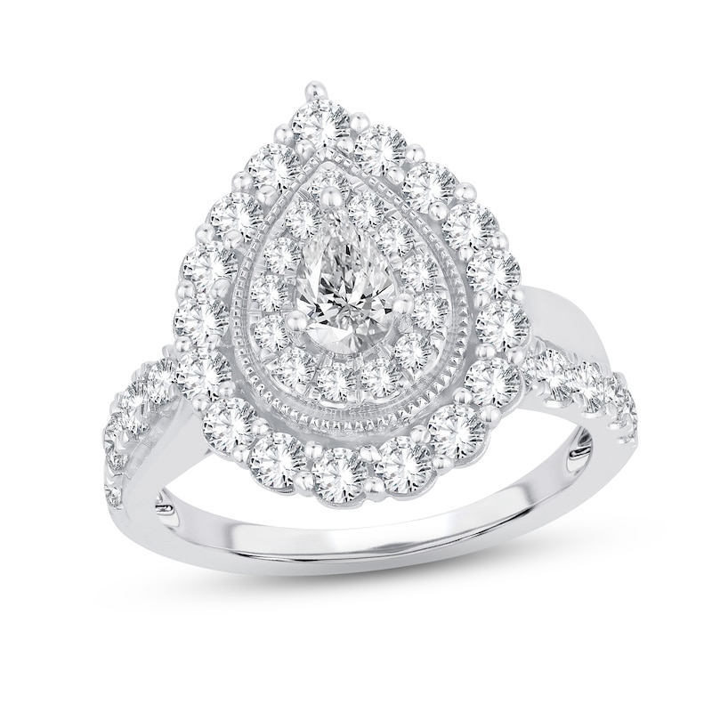 Main Image 1 of Now + Forever Diamond Engagement Ring 1-1/2 ct tw Pear & Round-cut 14K White Gold
