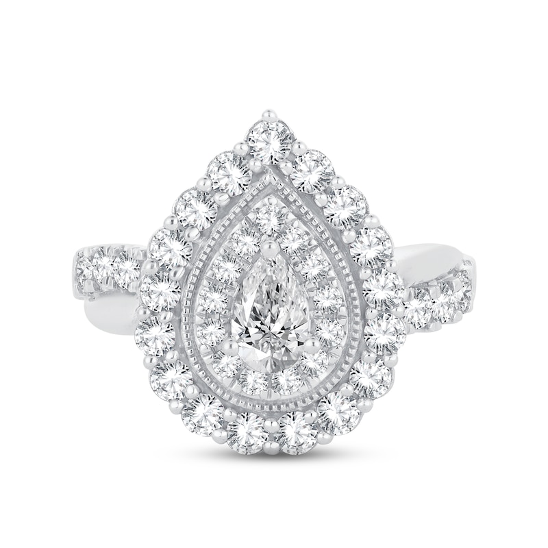 Main Image 3 of Now + Forever Diamond Engagement Ring 1-1/2 ct tw Pear & Round-cut 14K White Gold