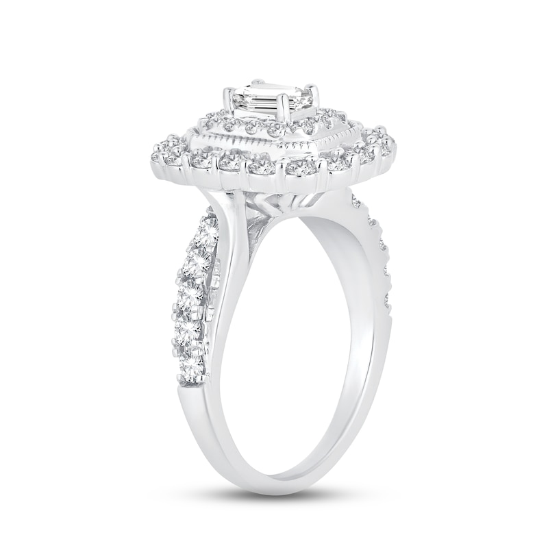 Main Image 2 of Now + Forever Diamond Engagement Ring 1-1/2 ct tw Emerald & Round-cut 14K White Gold