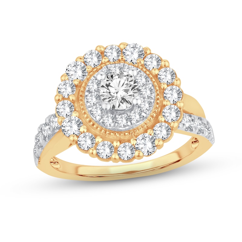 Diamond Engagement Ring 1-1/2 ct tw Round-cut 14K Yellow Gold