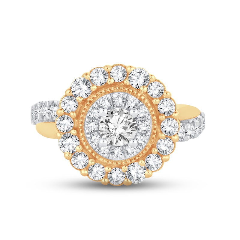 Diamond Engagement Ring 1-1/2 ct tw Round-cut 14K Yellow Gold