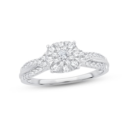 Diamond Engagement Ring 1/2 ct tw Round-cut 10K White Gold