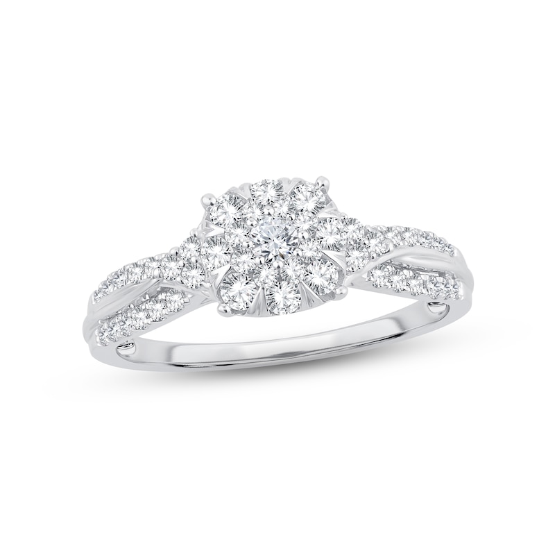 Main Image 1 of Diamond Engagement Ring 1/2 ct tw Round-cut 10K White Gold
