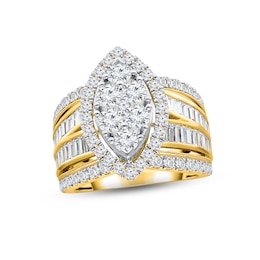 Now + Forever Multi-Diamond Engagement Ring 3 ct tw Round & Baguette-cut 14K Yellow Gold