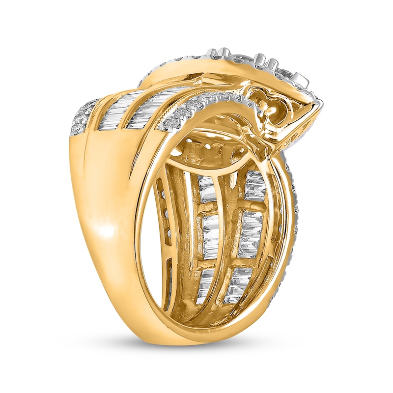Main Image 3 of Now + Forever Multi-Diamond Engagement Ring 3 ct tw Round & Baguette-cut 14K Yellow Gold