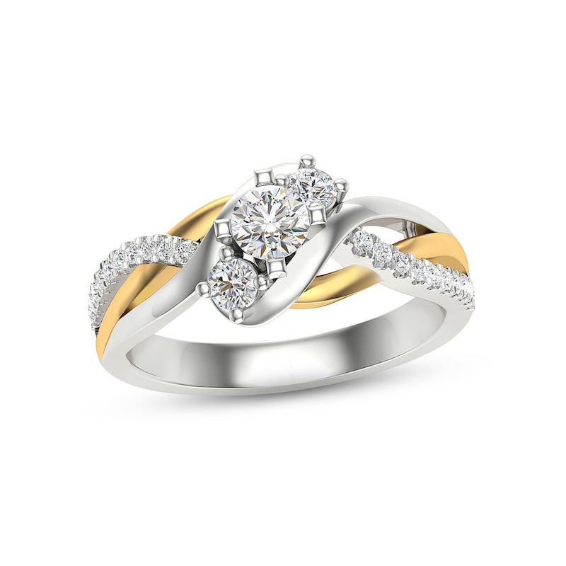 Three-Stone Diamond Engagement Ring 3/8 ct tw Round-cut 14K Yellow Gold