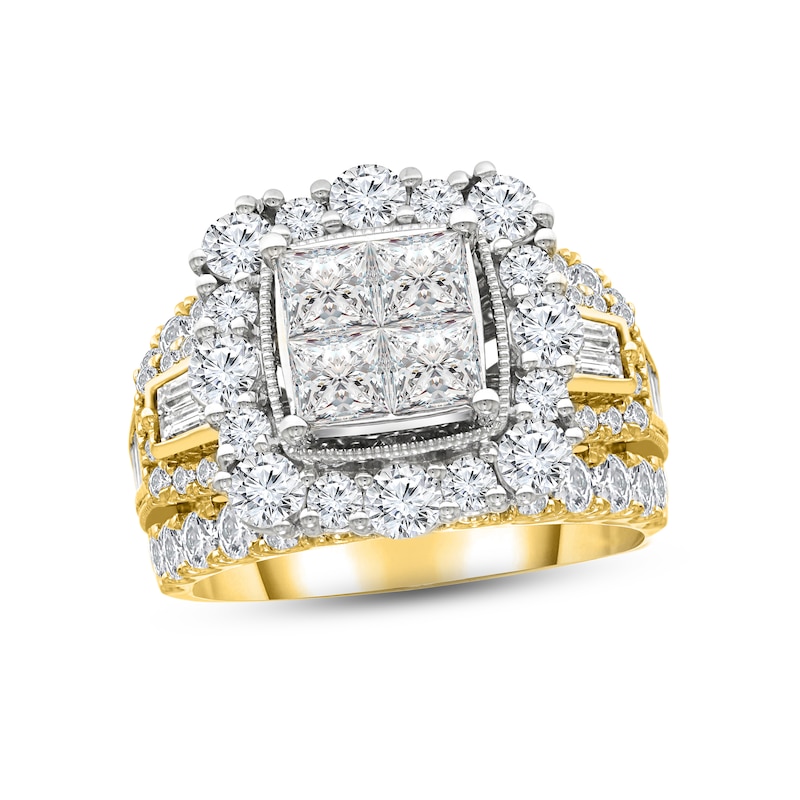 Multi-Diamond Engagement Ring 4 ct tw Princess, Round & Baguette-cut ...