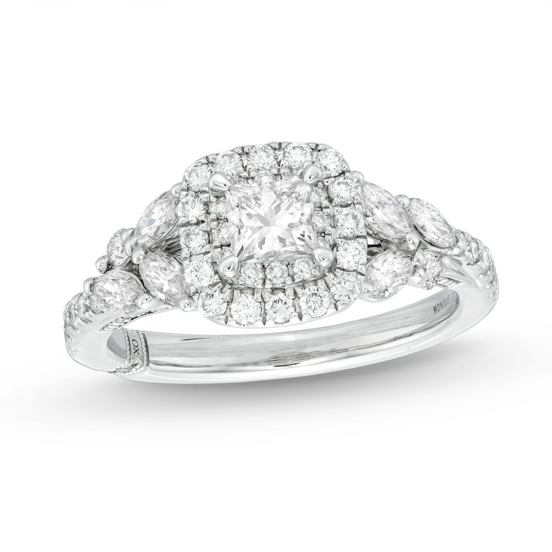 Monique Lhuillier Bliss Diamond Engagement Ring 1-1/6 ct tw Princess, Marquise & Round-cut 18K White Gold