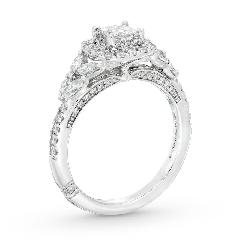 Monique Lhuillier Bliss Diamond Engagement Ring 1-1/6 ct tw Princess, Marquise & Round-cut 18K White Gold