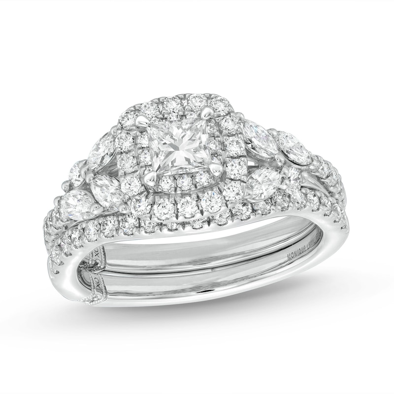 Main Image 3 of Monique Lhuillier Bliss Diamond Engagement Ring 1-1/6 ct tw Princess, Marquise & Round-cut 18K White Gold