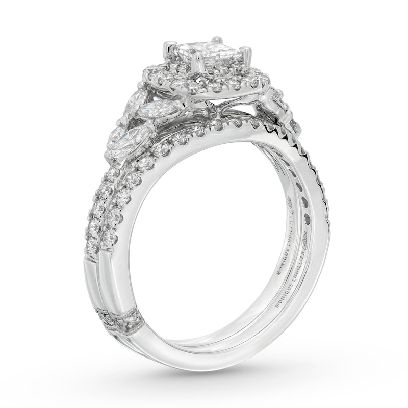 Monique Lhuillier Bliss Diamond Engagement Ring 1-1/6 ct tw Princess, Marquise & Round-cut 18K White Gold