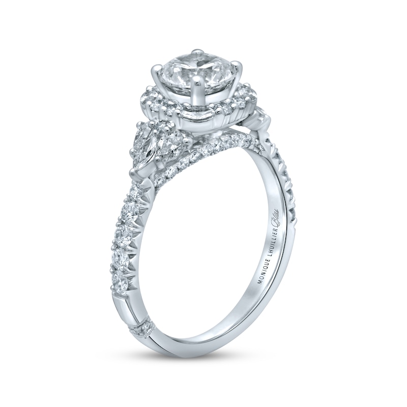 Monique Lhuillier Bliss Diamond Engagement Ring 1-7/8 ct tw Round, Marquise & Pear-Shaped 18K White Gold