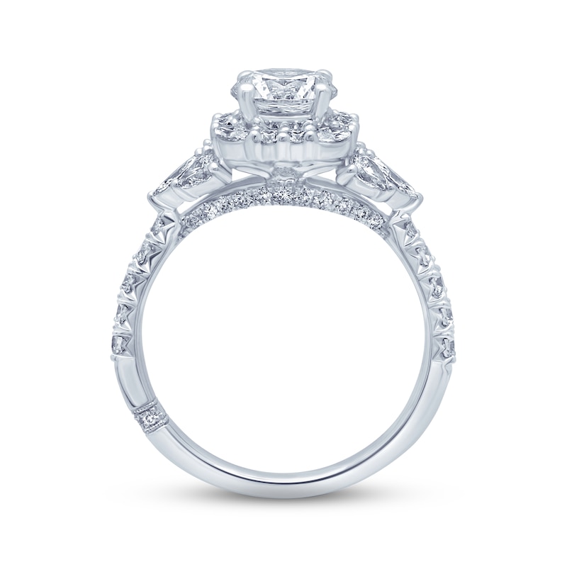 Monique Lhuillier Bliss Diamond Engagement Ring 1-7/8 ct tw Round, Marquise & Pear-Shaped 18K White Gold