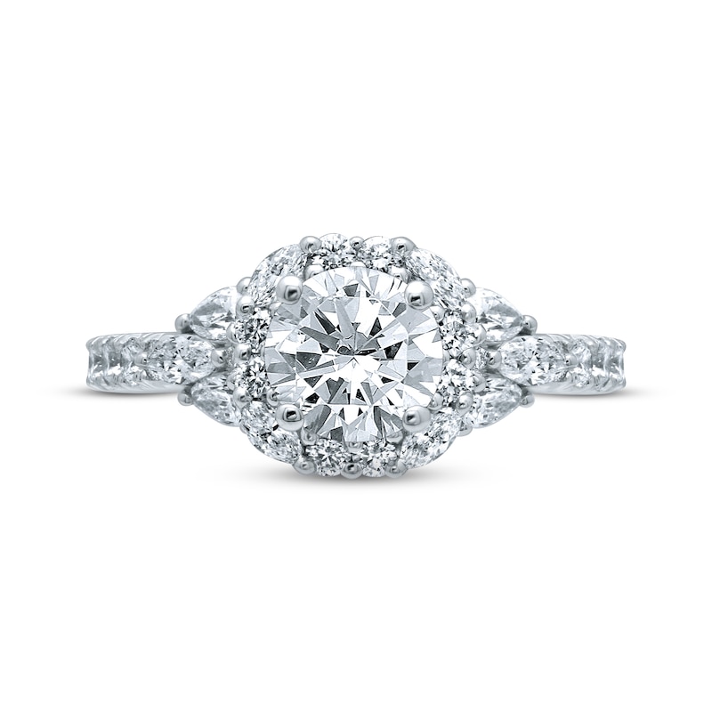 Monique Lhuillier Bliss Diamond Engagement Ring 1-7/8 ct tw Round, Marquise & Pear-Shaped 18K White Gold