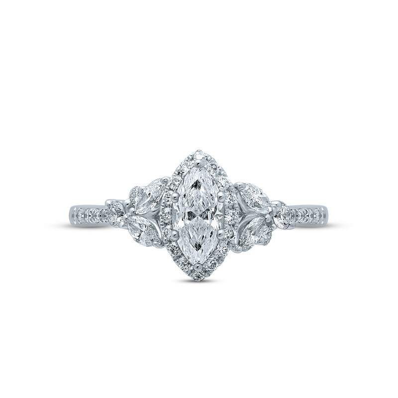 Monique Lhuillier Bliss Diamond Engagement Ring 1-1/8 ct tw Marquise & Round-cut 18K White Gold