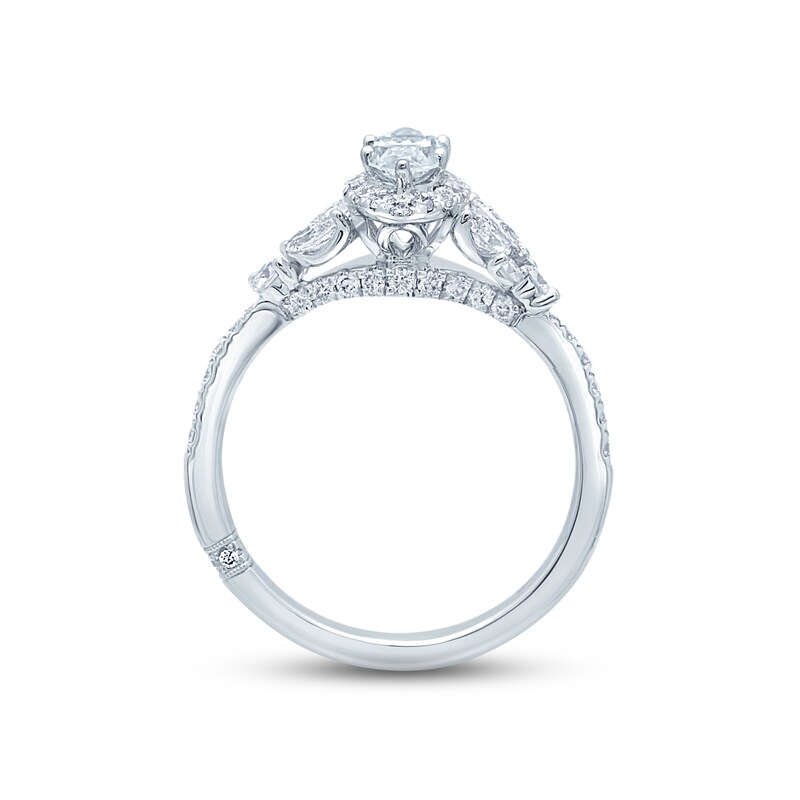 Monique Lhuillier Bliss Diamond Engagement Ring 1-1/8 ct tw Marquise & Round-cut 18K White Gold