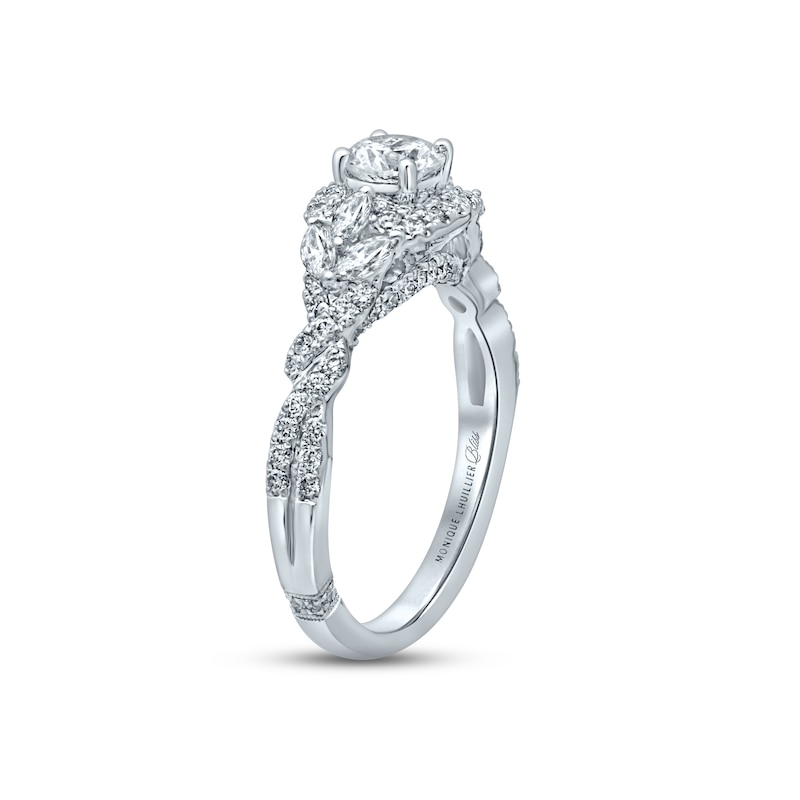 Monique Lhuillier Bliss Diamond Engagement Ring 1-1/8 ct tw Round & Marquise-cut 18K White Gold