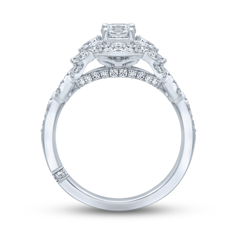 Monique Lhuillier Bliss Diamond Engagement Ring 1-1/8 ct tw Round & Marquise-cut 18K White Gold