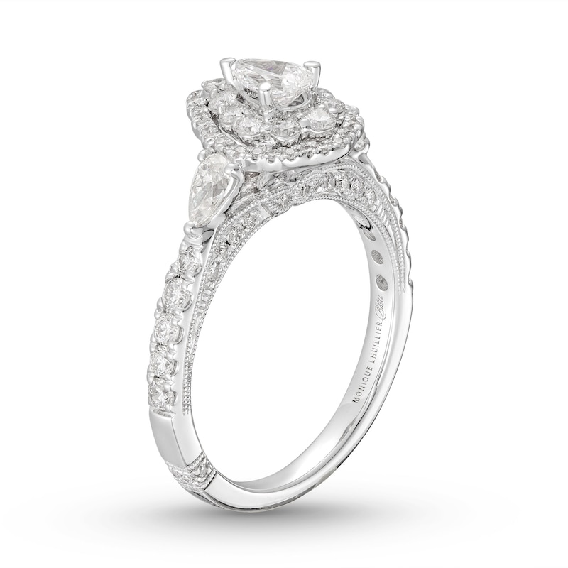 Monique Lhuillier Bliss Diamond Engagement Ring 1-1/4 ct tw Pear & Round-cut 18K White Gold