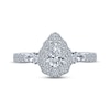 Thumbnail Image 3 of Monique Lhuillier Bliss Diamond Engagement Ring 1-1/4 ct tw Pear & Round-cut 18K White Gold