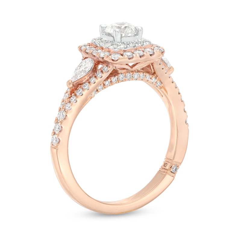 Monique Lhuillier Bliss Diamond Engagement Ring 1-1/6 ct tw Round & Pear-Shaped 18K Two-Tone Gold