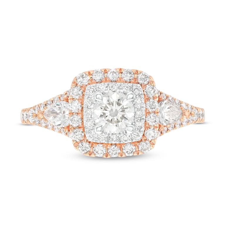 Monique Lhuillier Bliss Diamond Engagement Ring 1-1/6 ct tw Round & Pear-Shaped 18K Two-Tone Gold
