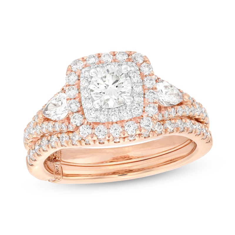 Main Image 4 of Monique Lhuillier Bliss Diamond Engagement Ring 1-1/6 ct tw Round & Pear-Shaped 18K Two-Tone Gold