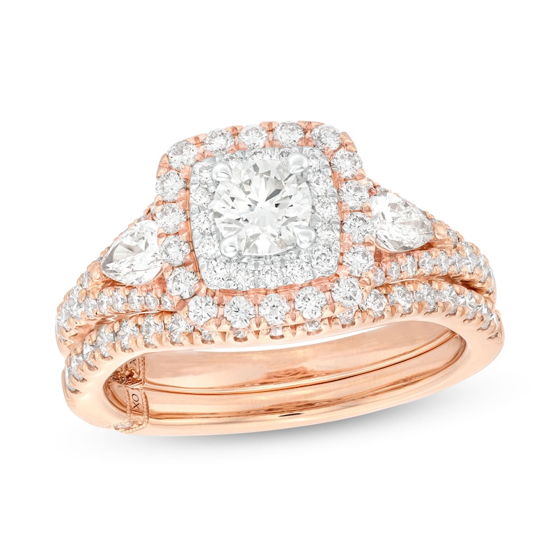 Monique Lhuillier Bliss Diamond Engagement Ring 1-1/6 ct tw Round & Pear-Shaped 18K Two-Tone Gold