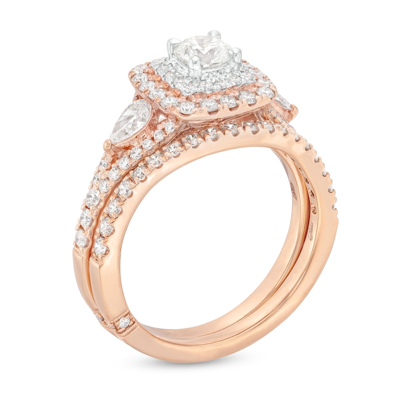 Monique Lhuillier Bliss Diamond Engagement Ring 1-1/6 ct tw Round & Pear-Shaped 18K Two-Tone Gold