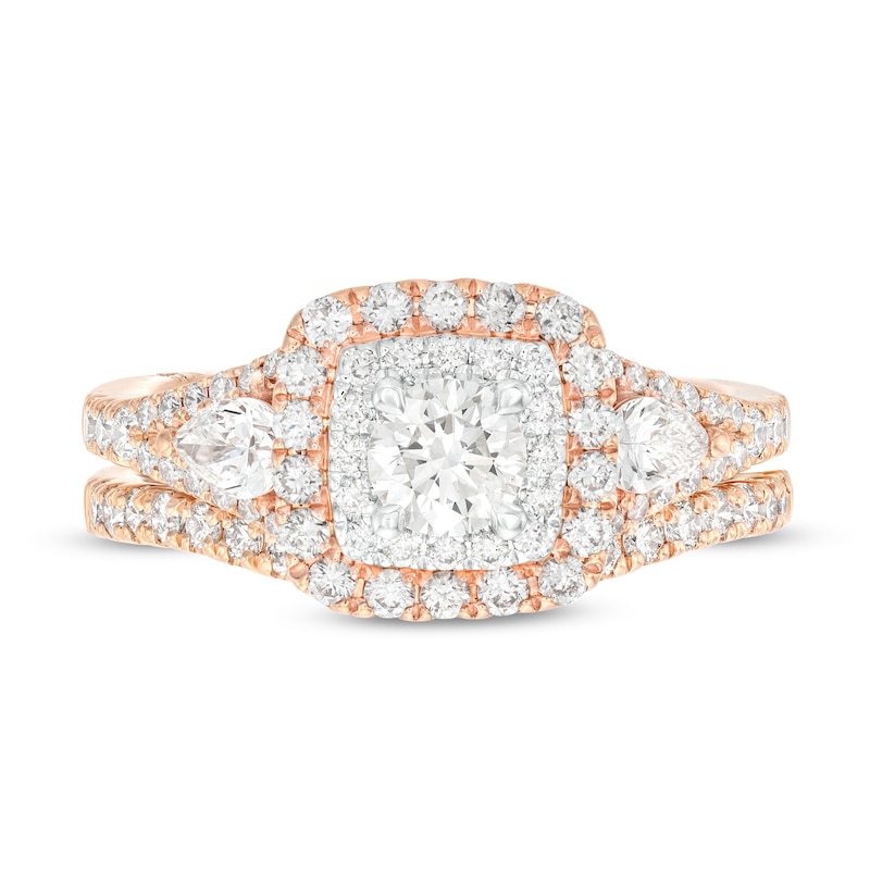 Monique Lhuillier Bliss Diamond Engagement Ring 1-1/6 ct tw Round & Pear-Shaped 18K Two-Tone Gold