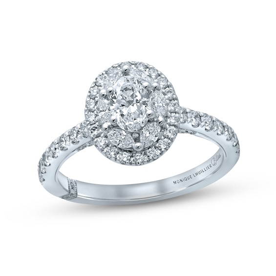 Kay Monique Lhuillier Bliss Diamond Engagement Ring 1-1/4 ct tw Oval, Marquise & Round-cut 18K White Gold