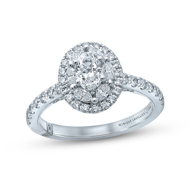 Main Image 1 of Monique Lhuillier Bliss Diamond Engagement Ring 1-1/4 ct tw Oval, Marquise & Round-cut 18K White Gold