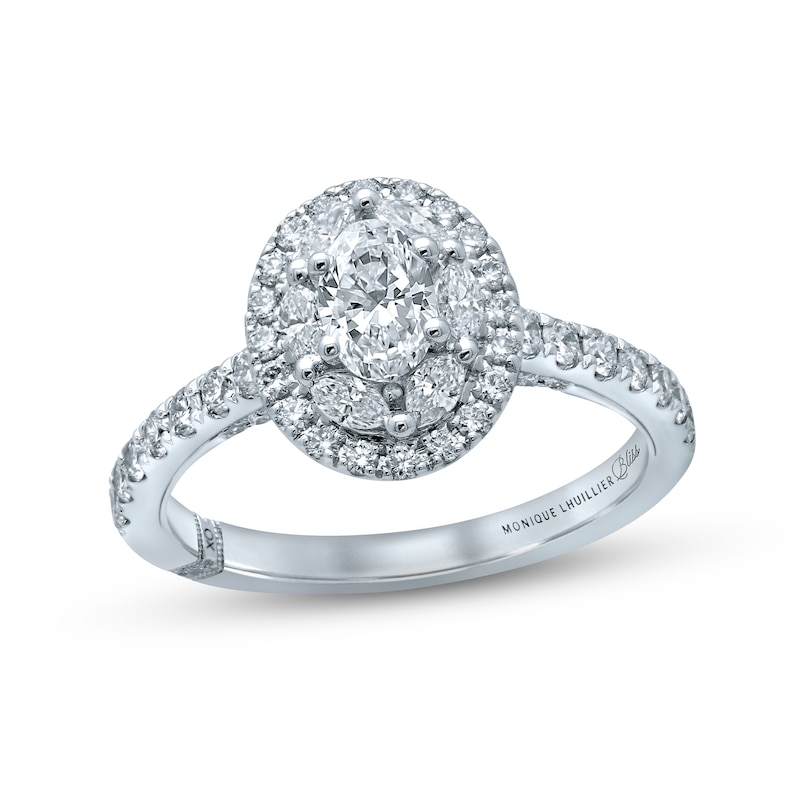 Monique Lhuillier Bliss Diamond Engagement Ring 1-1/4 ct tw Oval, Marquise & Round-cut 18K White Gold