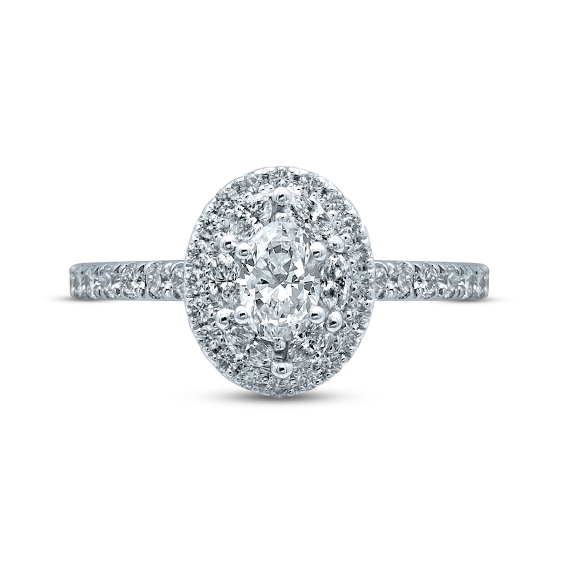 Monique Lhuillier Bliss Diamond Engagement Ring 1-1/4 ct tw Oval, Marquise & Round-cut 18K White Gold