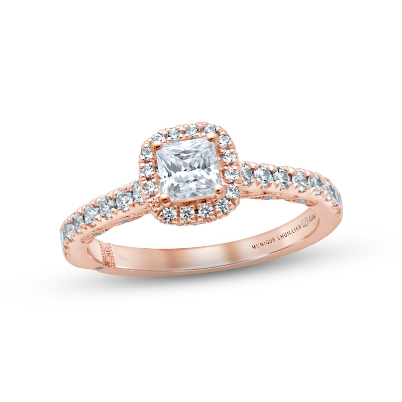 Main Image 1 of Monique Lhuillier Bliss Diamond Engagement Ring 7/8 ct tw Princess & Round-cut 18K Rose Gold