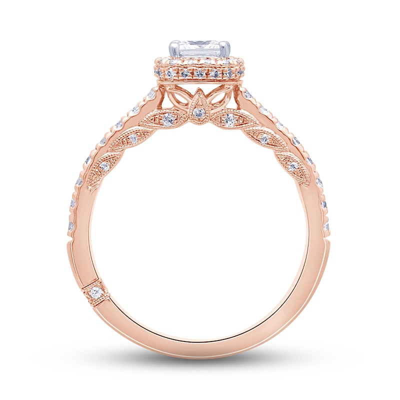 Main Image 4 of Monique Lhuillier Bliss Diamond Engagement Ring 7/8 ct tw Princess & Round-cut 18K Rose Gold