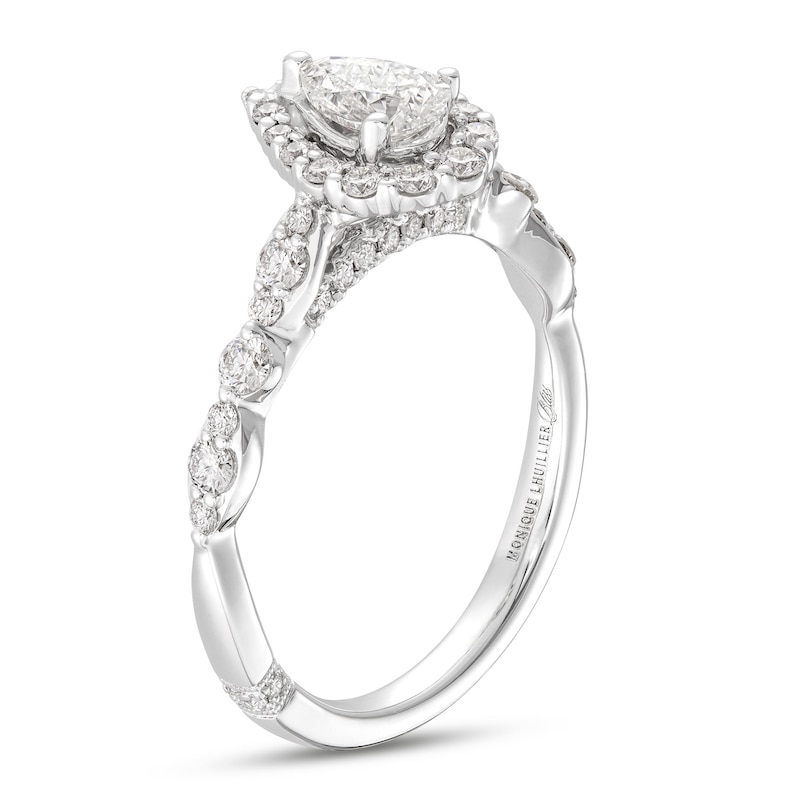 Monique Lhuillier Bliss Diamond Engagement Ring 7/8 ct tw Pear & Round-cut 18K White Gold