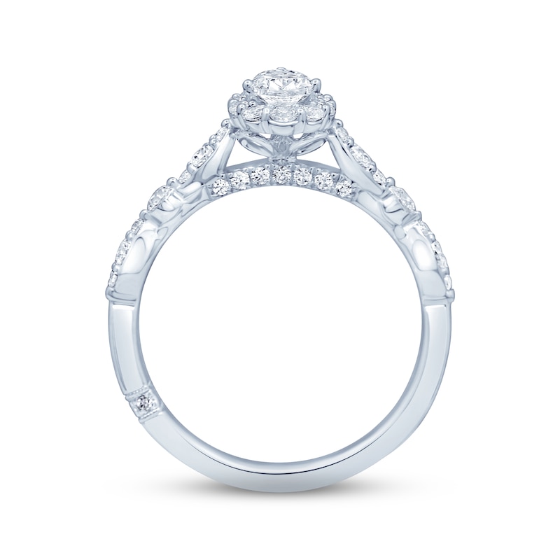 Monique Lhuillier Bliss Diamond Engagement Ring 7/8 ct tw Pear & Round-cut 18K White Gold