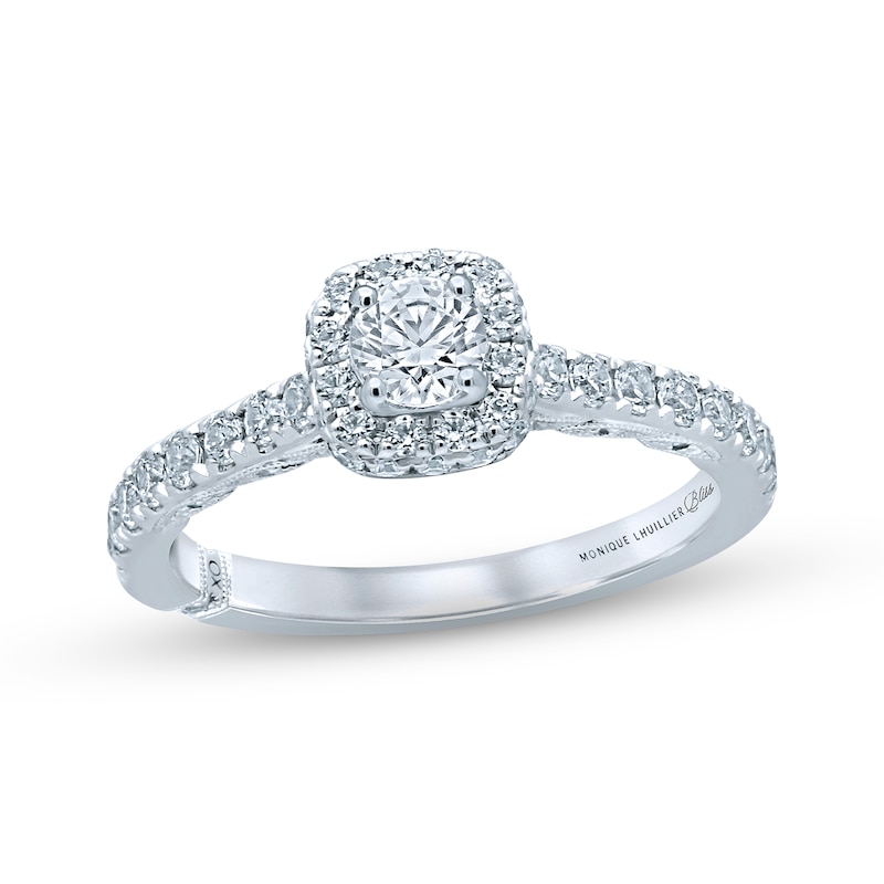 Monique Lhuillier Bliss Diamond Engagement Ring 7/8 ct tw Round-cut 18K White Gold