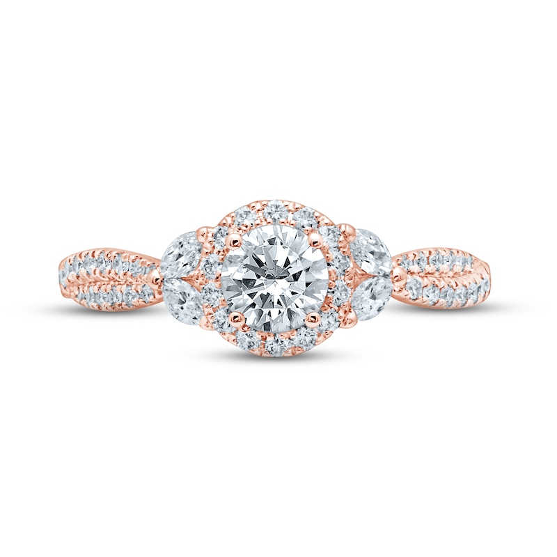 Monique Lhuillier Bliss Diamond Engagement Ring 7/8 ct tw Round & Marquise-cut 18K Rose Gold