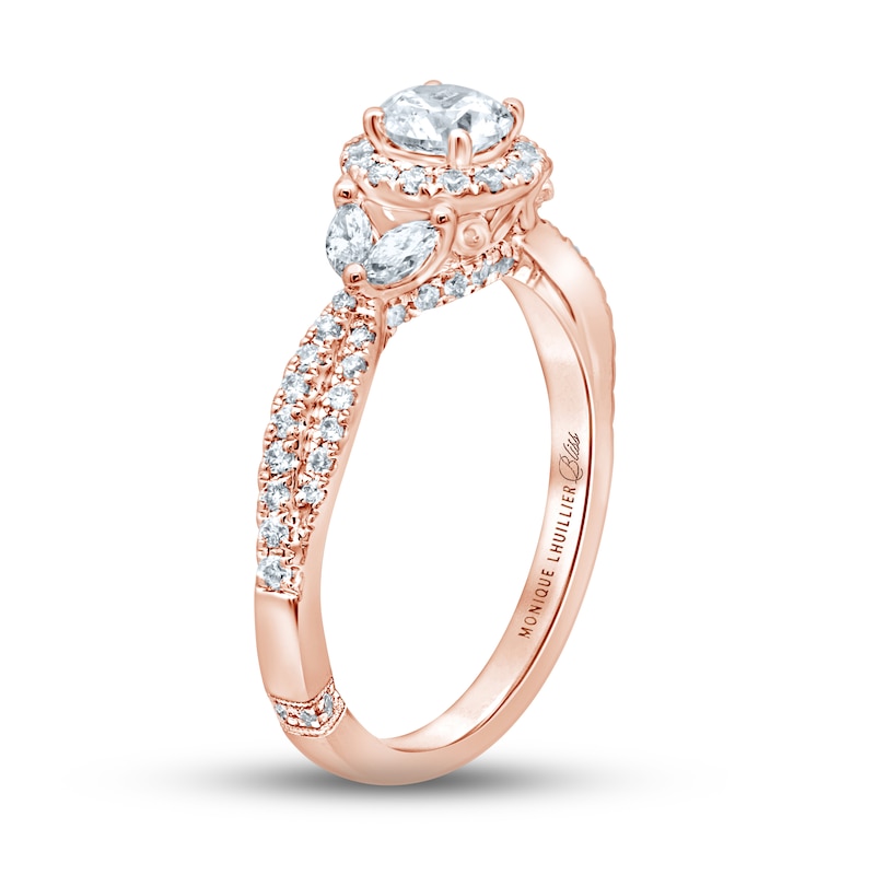Monique Lhuillier Bliss Diamond Engagement Ring 7/8 ct tw Round & Marquise-cut 18K Rose Gold