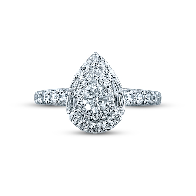 Main Image 3 of Monique Lhuillier Bliss Diamond Engagement Ring 1-1/4 ct tw Pear, Round & Baguette-cut 18K White Gold